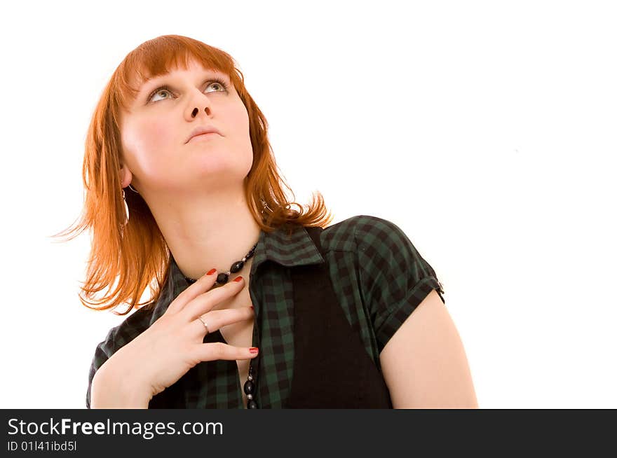 Woman on a white background