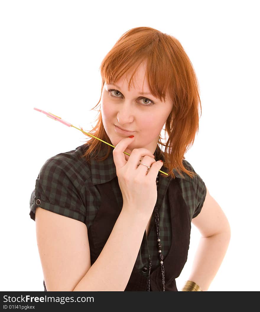 Woman on a white background