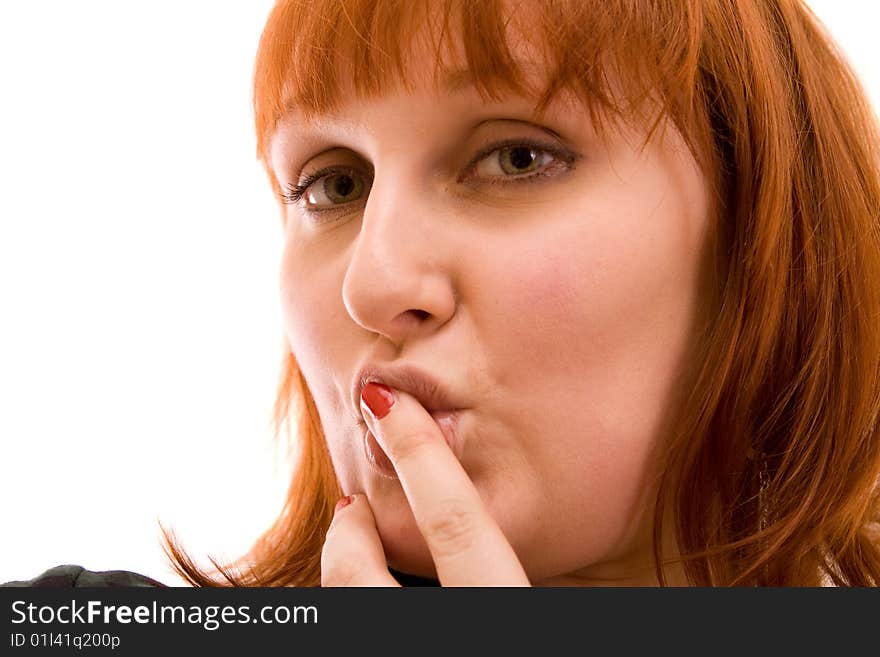 Woman on a white background