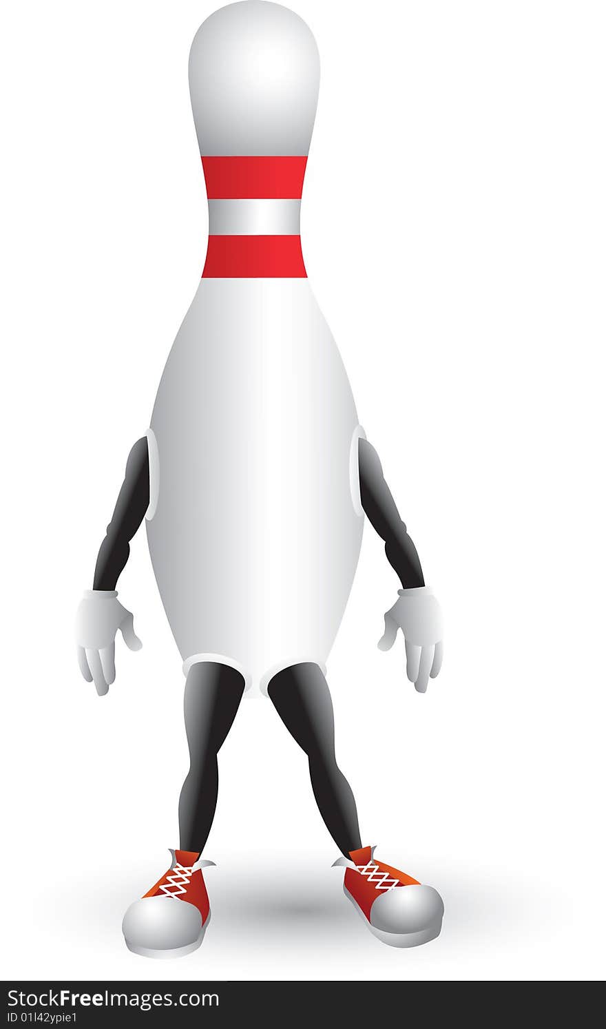 Picture of a bowling pin cartoon character. Picture of a bowling pin cartoon character