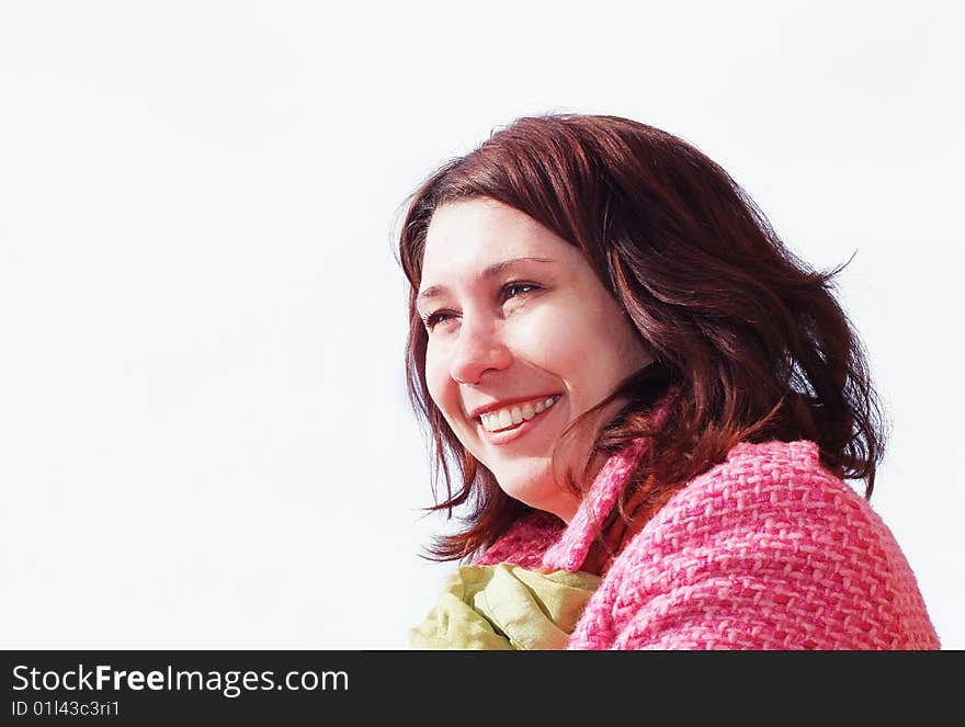 Happy smiling young women portreit isolated on white