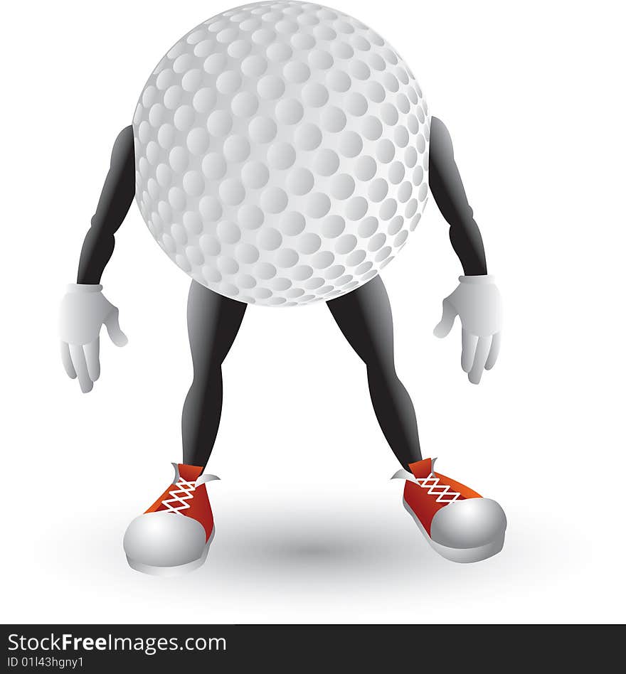 Cartoon character of a golf ball. Cartoon character of a golf ball.