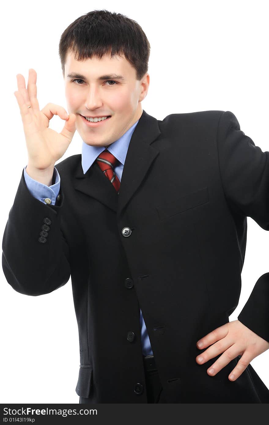 Business theme: friendly businessman in a work process. Business theme: friendly businessman in a work process.