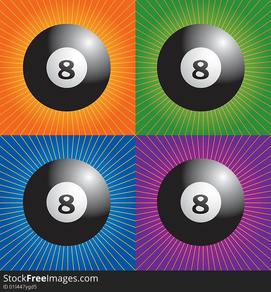 Billiard balls with a retro background. Billiard balls with a retro background.
