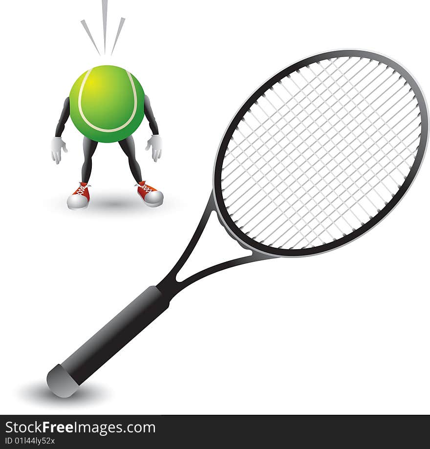 Tennis Racket And Tennis Ball Character