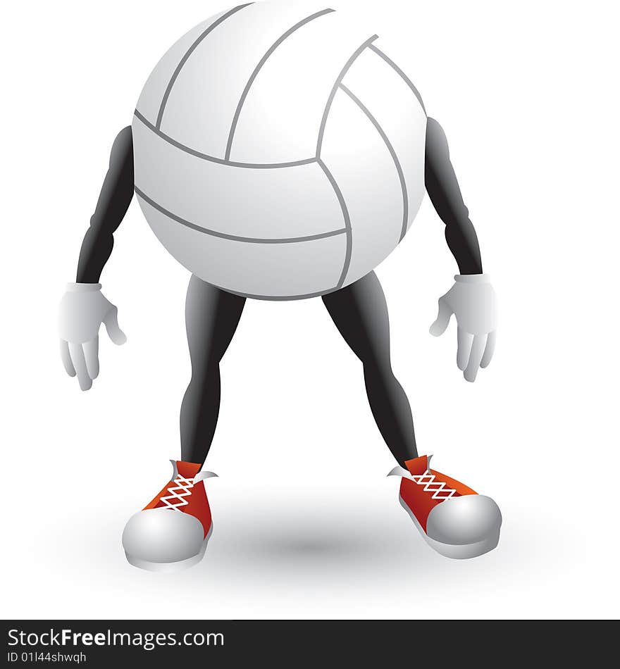 Cartoon character of a volleyball. Cartoon character of a volleyball.