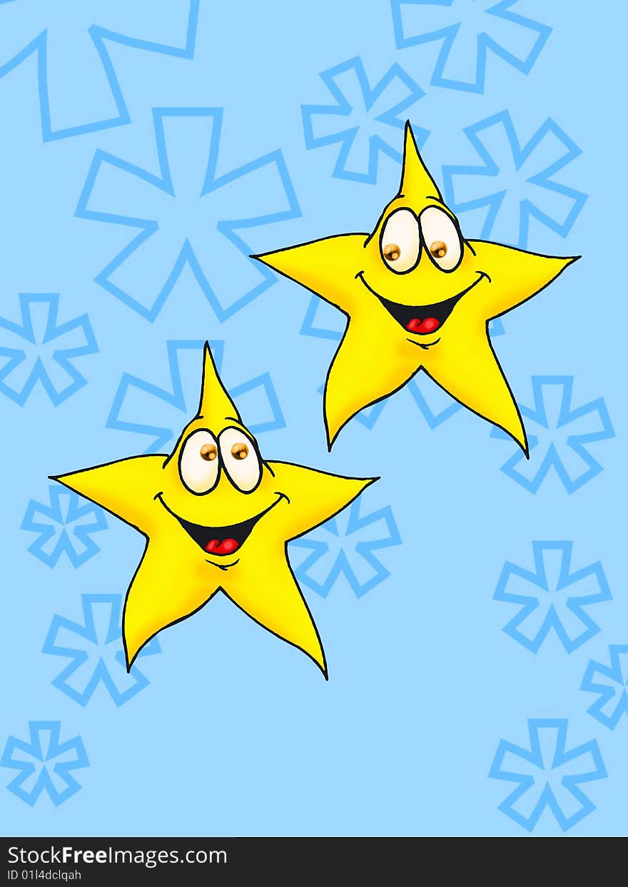 Illustration of yellow Smiling twin Star