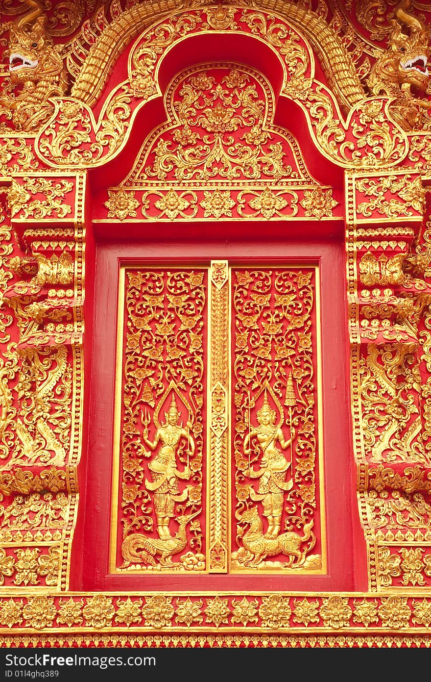 Traditional Thai art church door