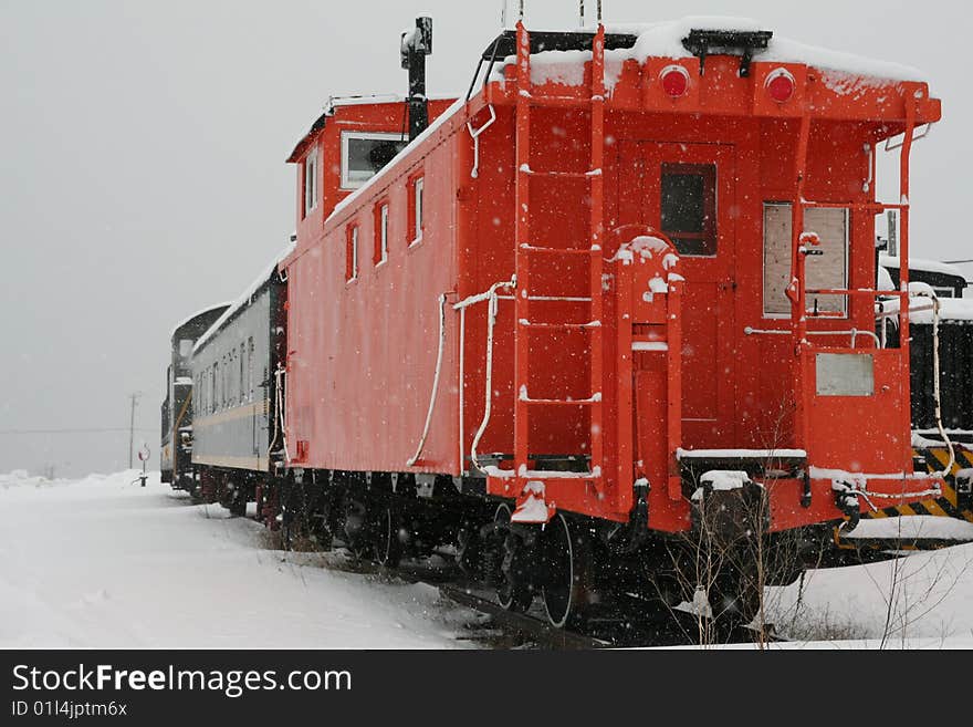 Caboose in the Snow