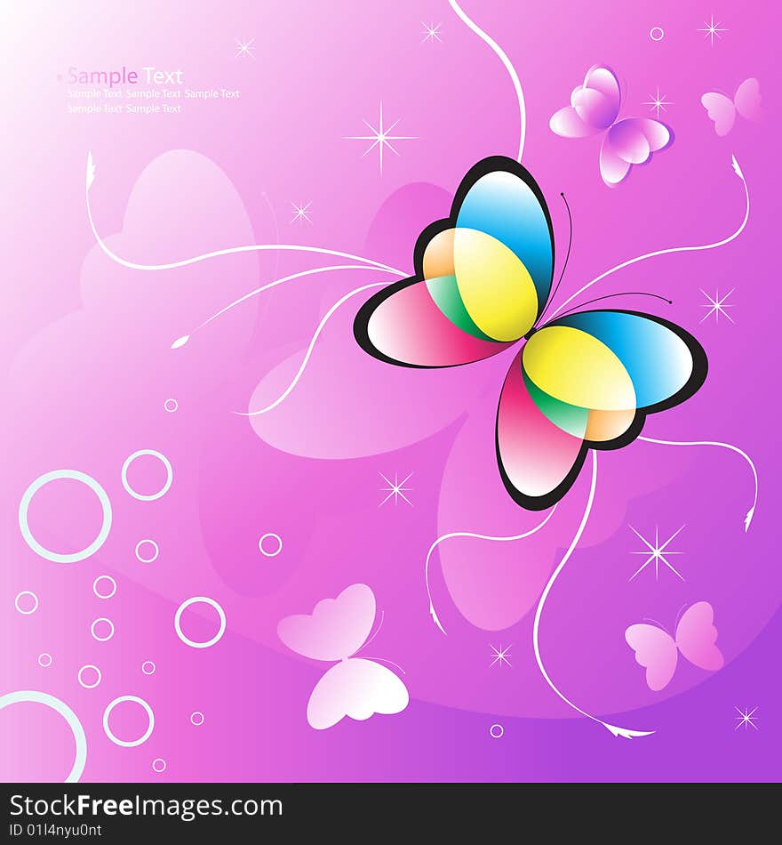 Vector butterfly design in pink background. Vector butterfly design in pink background