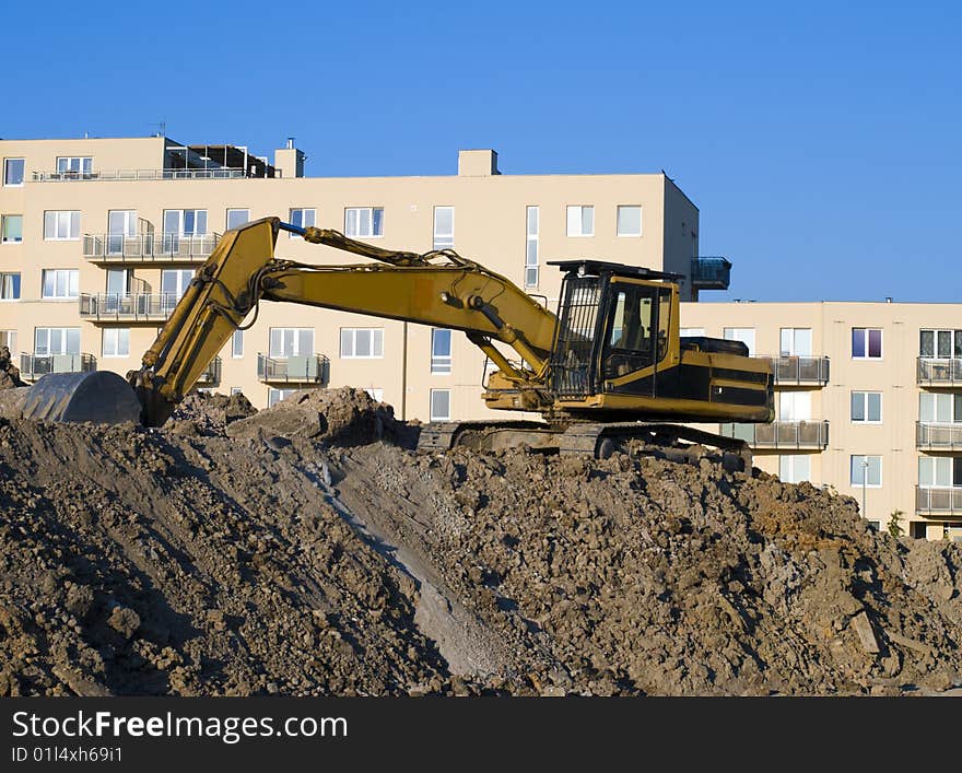 Excavator On The Construct Area