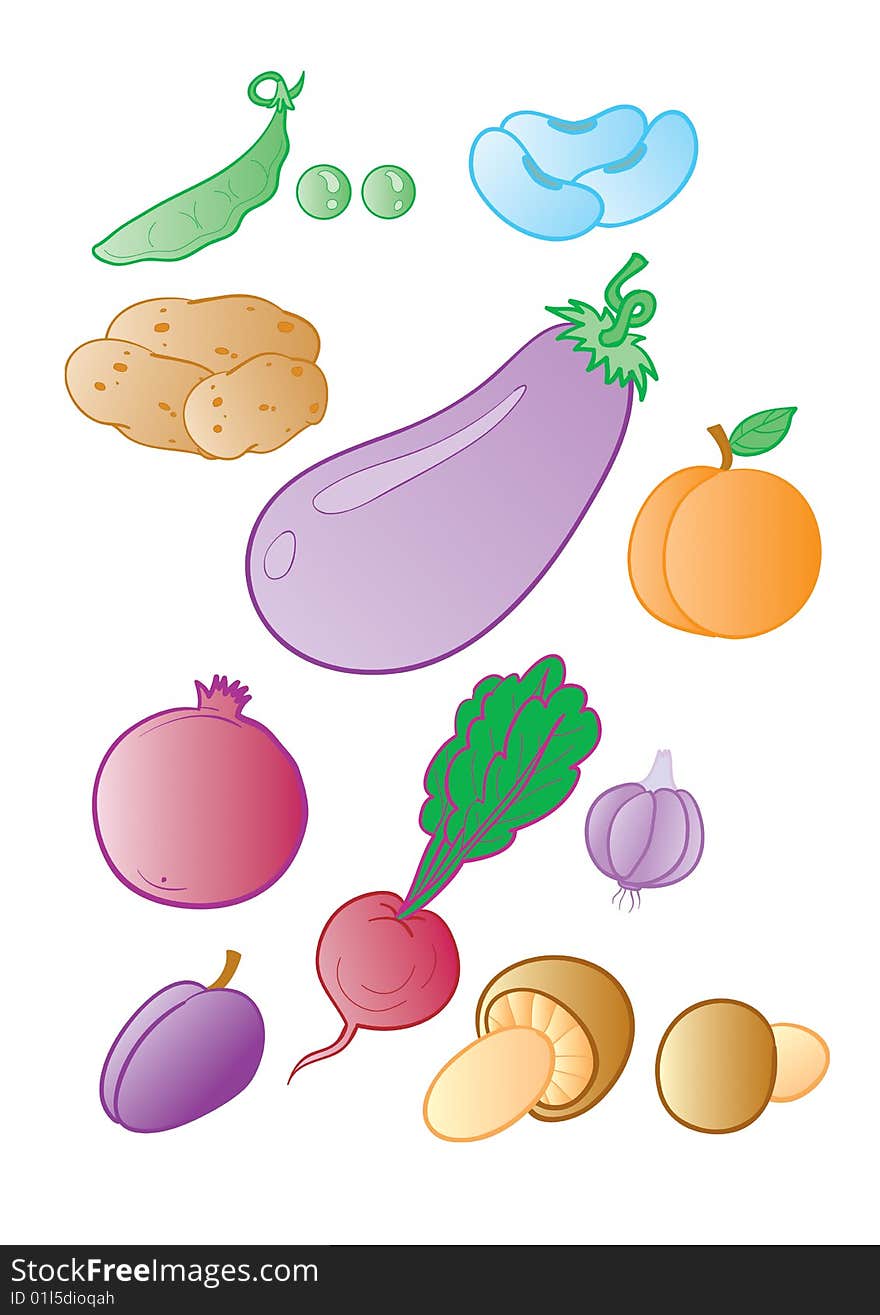 Set from different vegetables and fruit