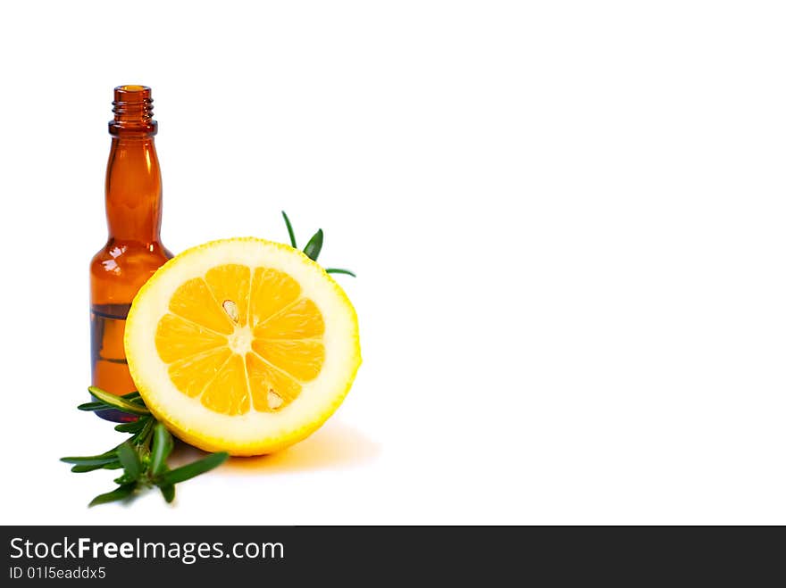 Aromatic oils with lemon and rosemary. Aromatic oils with lemon and rosemary