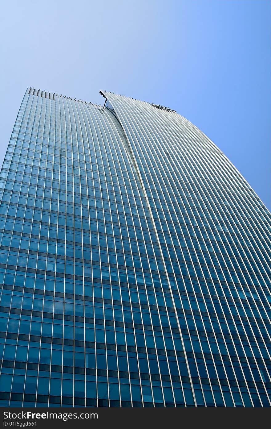 Office building and blue sky. Office building and blue sky