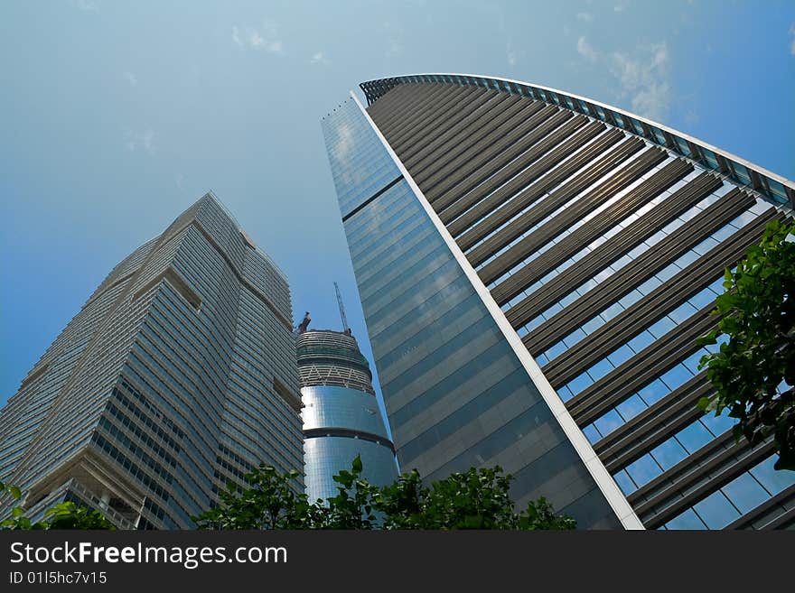 Office building and blue sky. Office building and blue sky