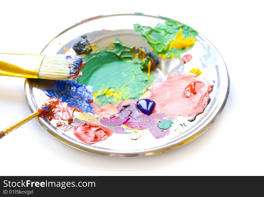 Items to paint on a platter, on a white background. Items to paint on a platter, on a white background