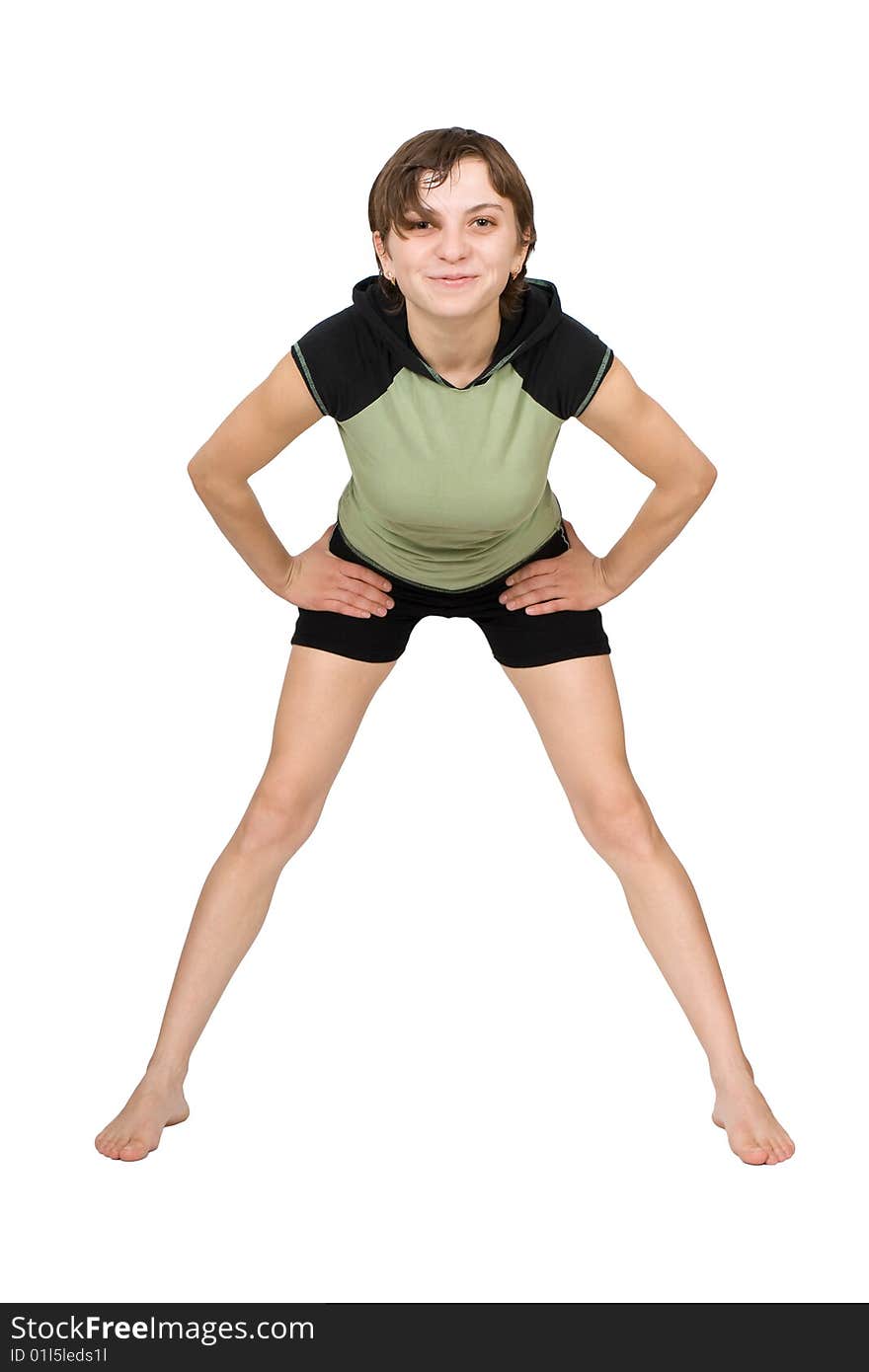 Young woman making fitness exercises