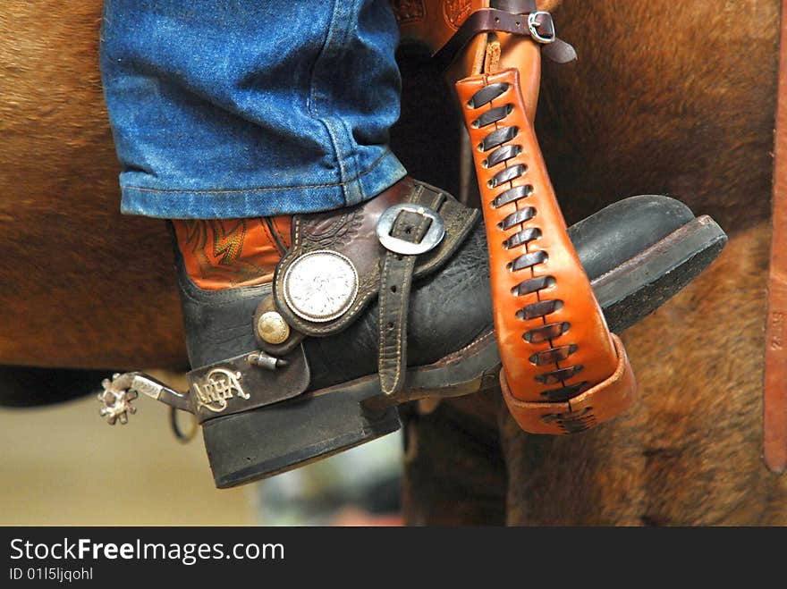 Jackboot with spur. Western Horse stapedes.