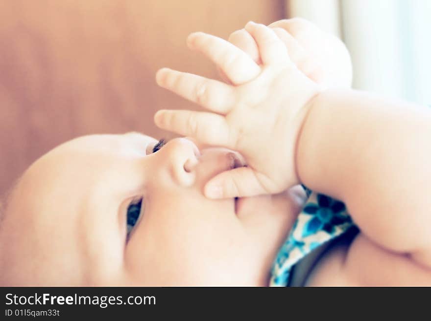 Close up cute baby portrait. Close up cute baby portrait