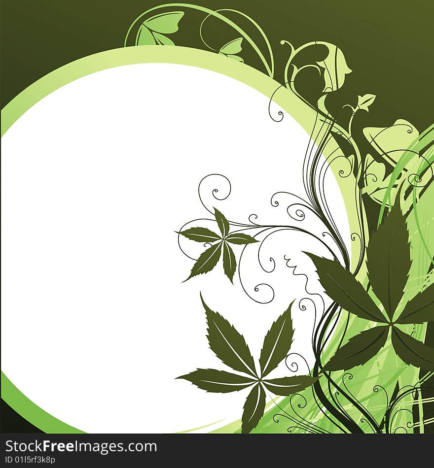 Green plants against the stylised white sun. Green plants against the stylised white sun