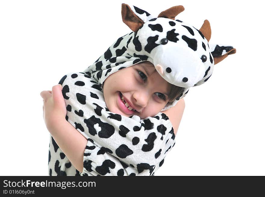 Smiling little girl isolated on the white background