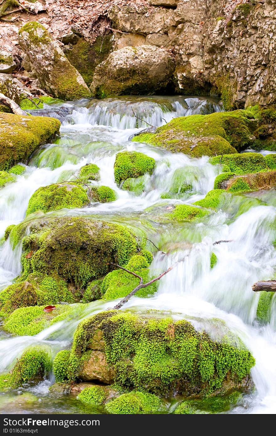 River in spring season in Crimea