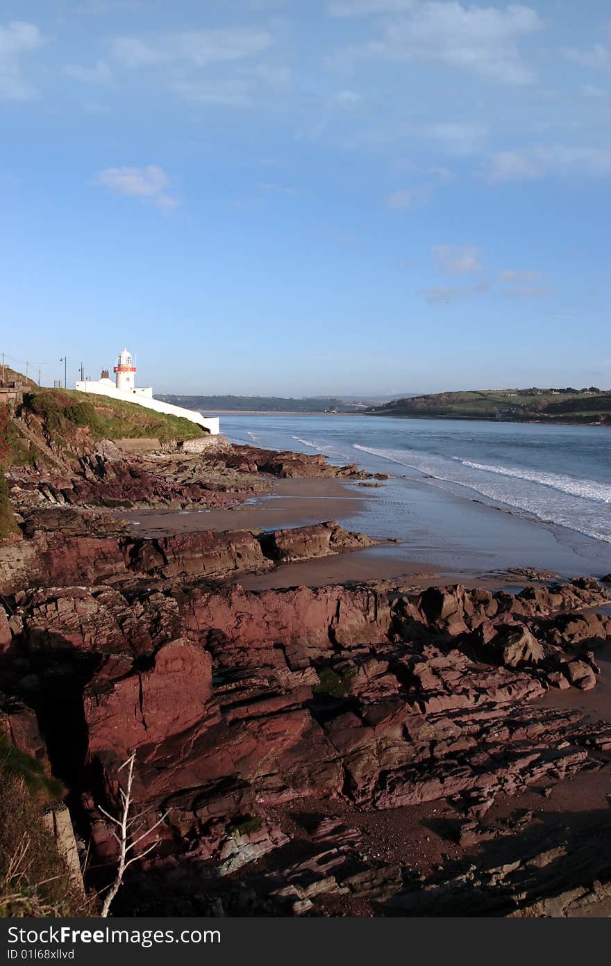 Lighthouse captured on the high ground overlooking the cliffs. Lighthouse captured on the high ground overlooking the cliffs