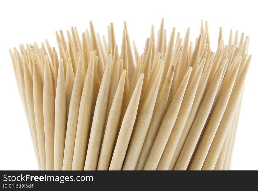 Wood toothpicks isolated on a white background