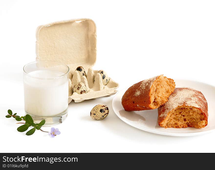 Milk with eggs and bread. Milk with eggs and bread