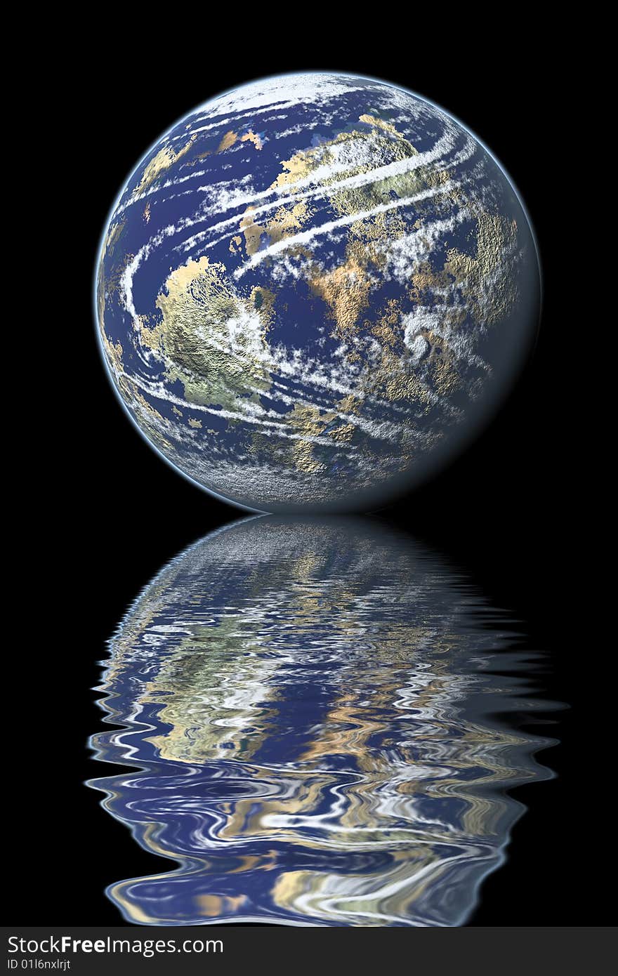 Earth reflected on water