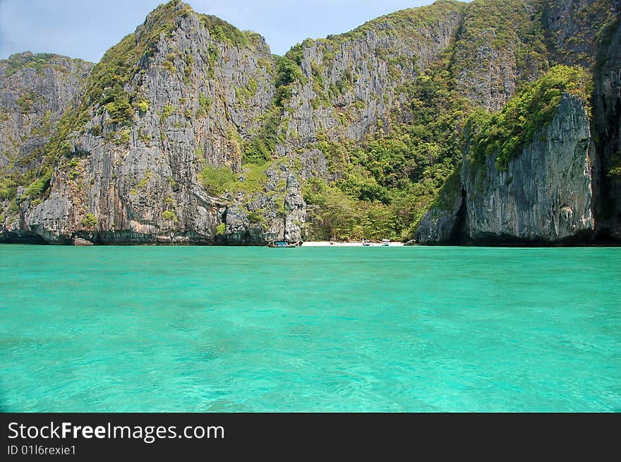 Turquoise water against blue sky. Turquoise water against blue sky