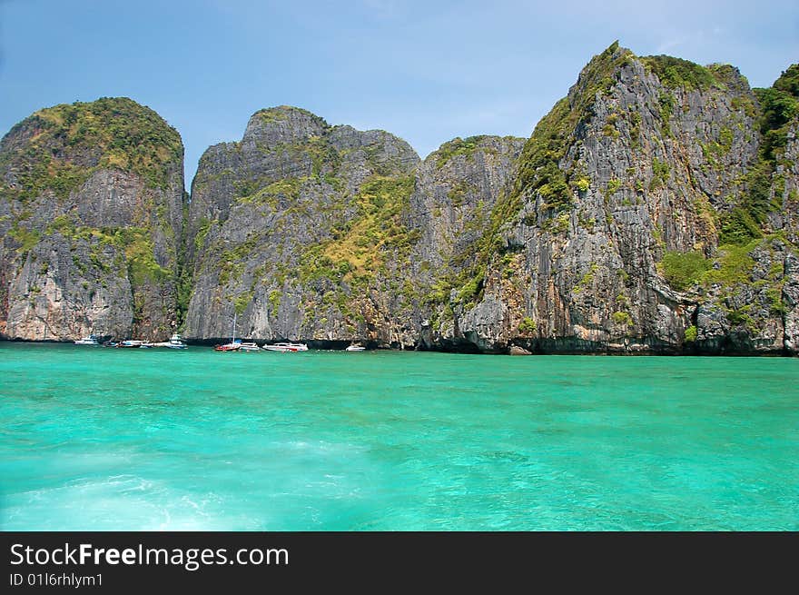 Turquoise water against blue sky. Turquoise water against blue sky