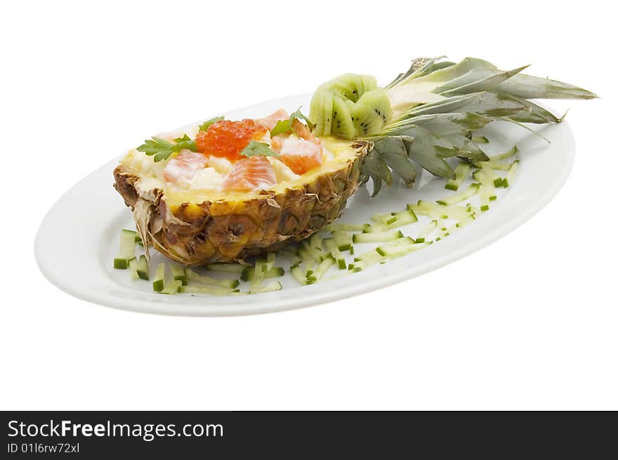 Restaurant menu: seafoods dish isolated