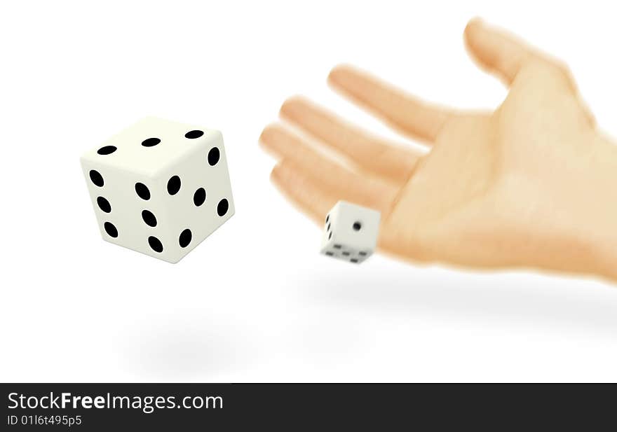 Rolling the dice isolated on white