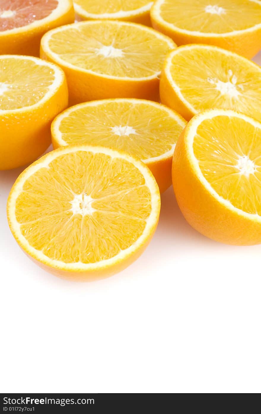 Oranges isolated on white background