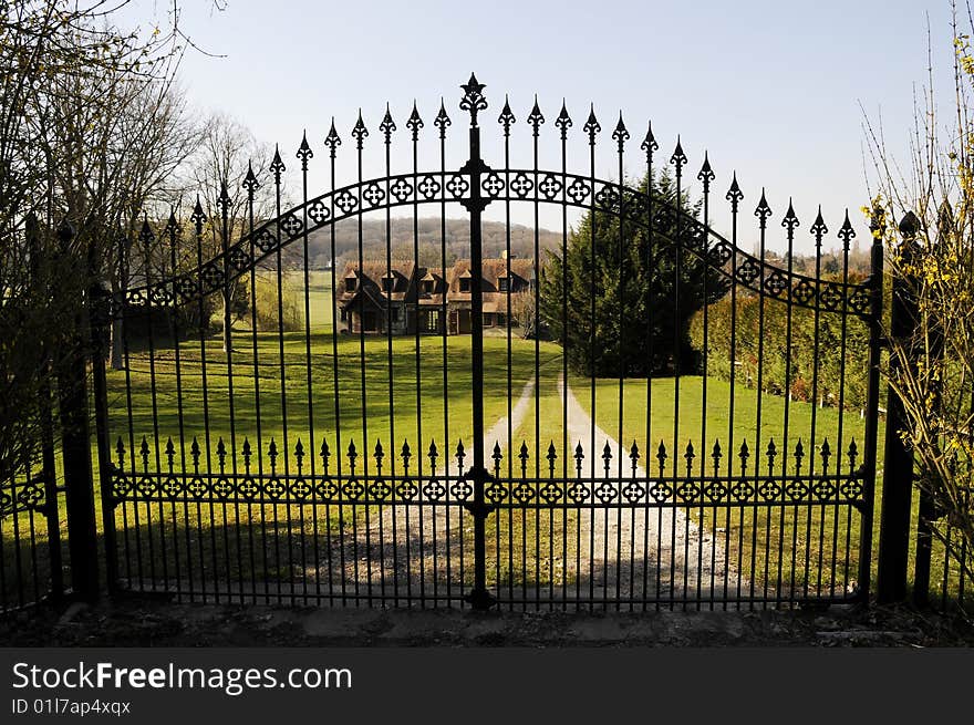 Dreaming garden with old castle, private garden