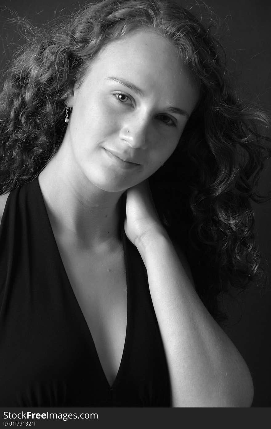 Portrait of a teenage girl in black and white. Portrait of a teenage girl in black and white