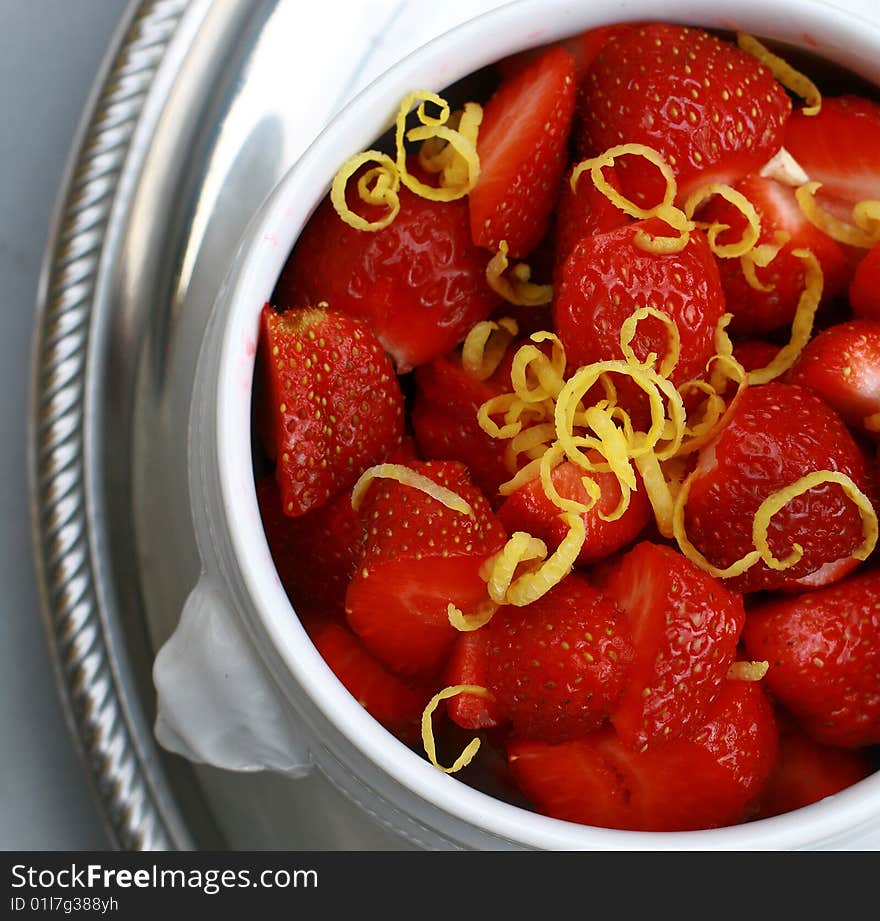 Close up of strawberry and lemons. Close up of strawberry and lemons