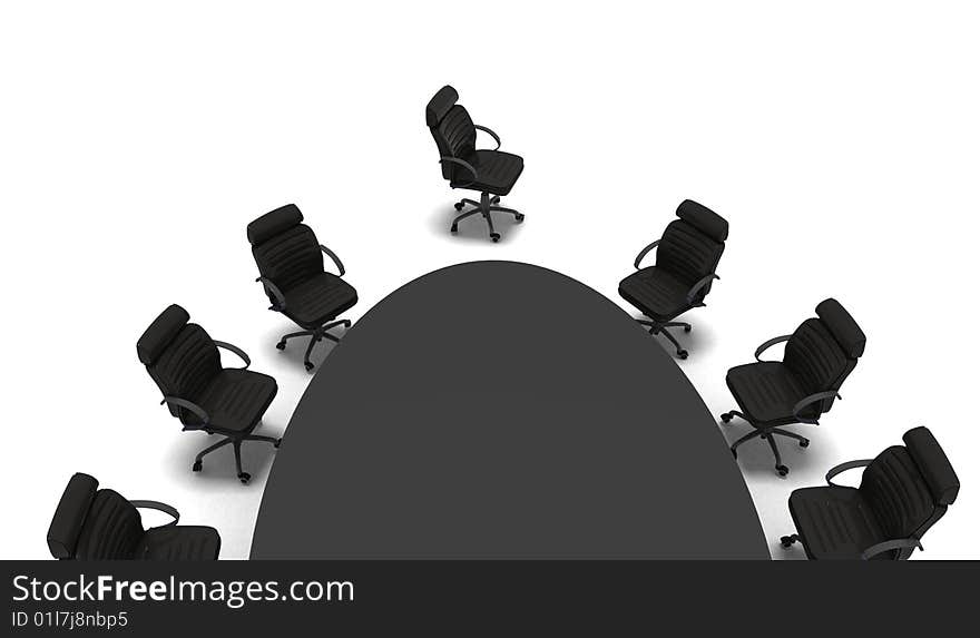 Black table in conference room. Black table in conference room