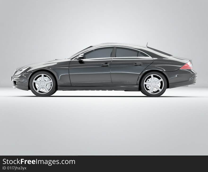 Black Business-Class Car on the white background