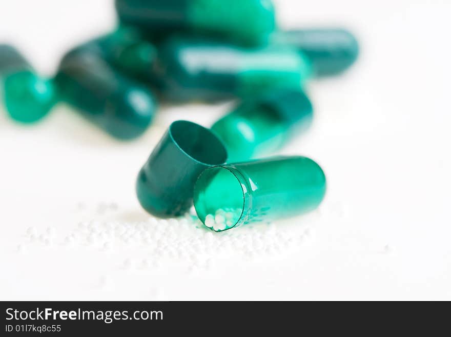 Pills on a white background