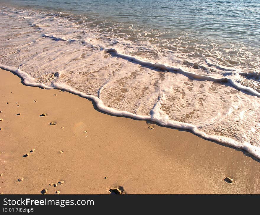 A shot of waves on the shore