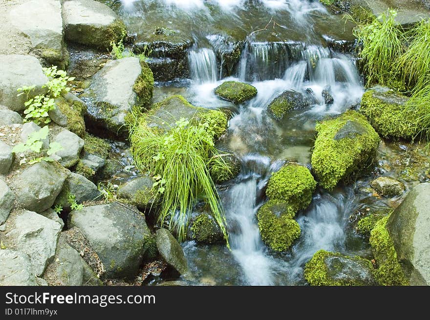 Milky water running out of small spring pond in Yosemite National Park. Milky water running out of small spring pond in Yosemite National Park