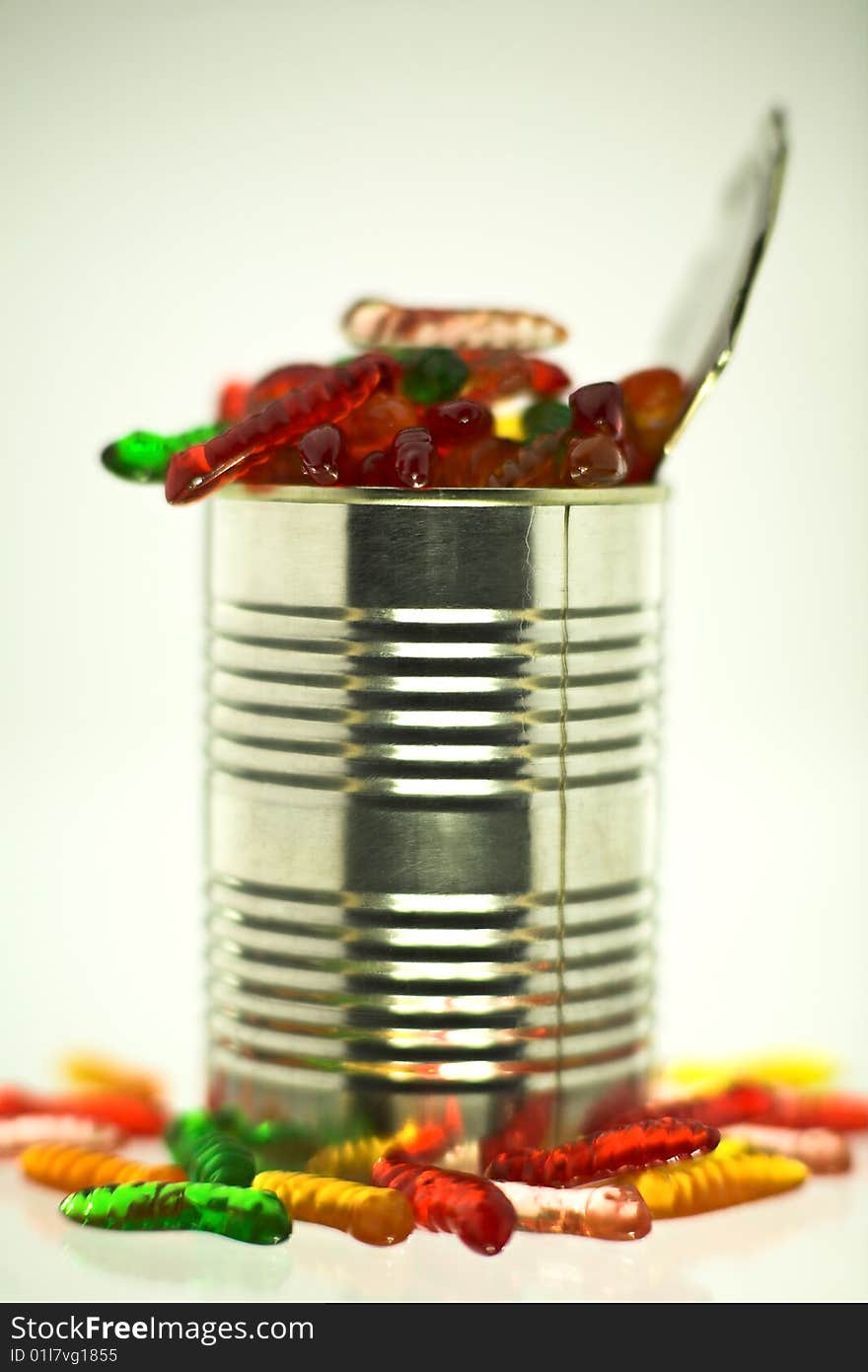 Close up of colorful gummy worms