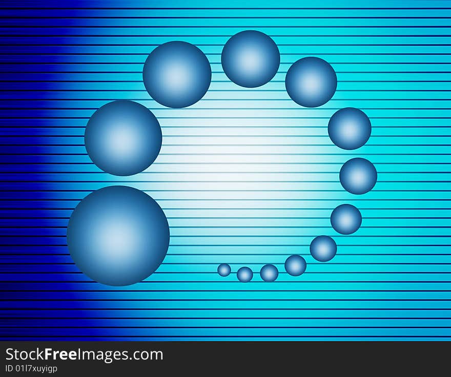 Spheres on blue dynamic background. abstract illustration. Spheres on blue dynamic background. abstract illustration