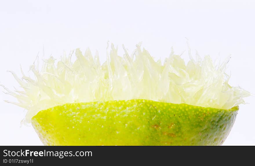 Green lemon fruit on white background. photo