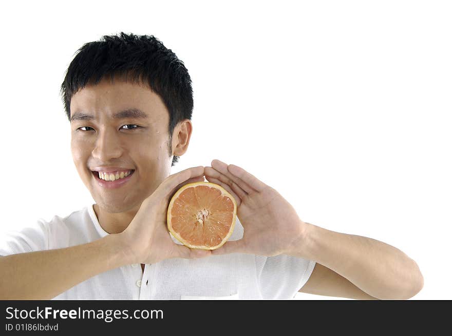 Holding a fruit in hands. Holding a fruit in hands