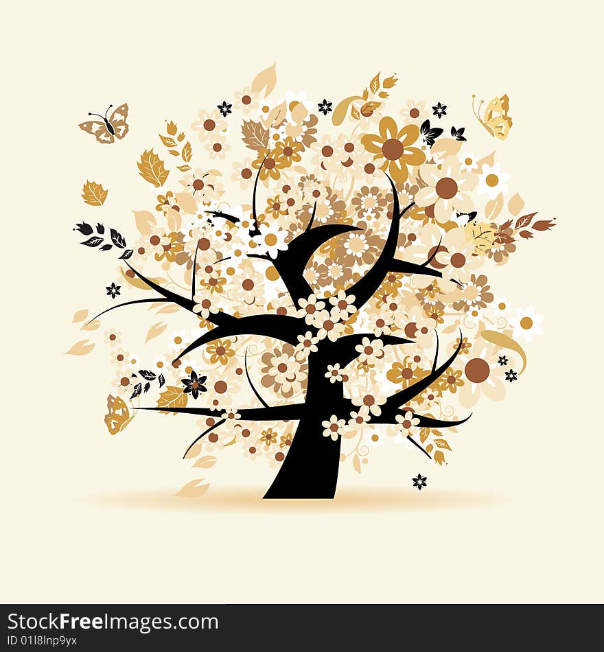 A beautiful floral tree - vector illustration. A beautiful floral tree - vector illustration.