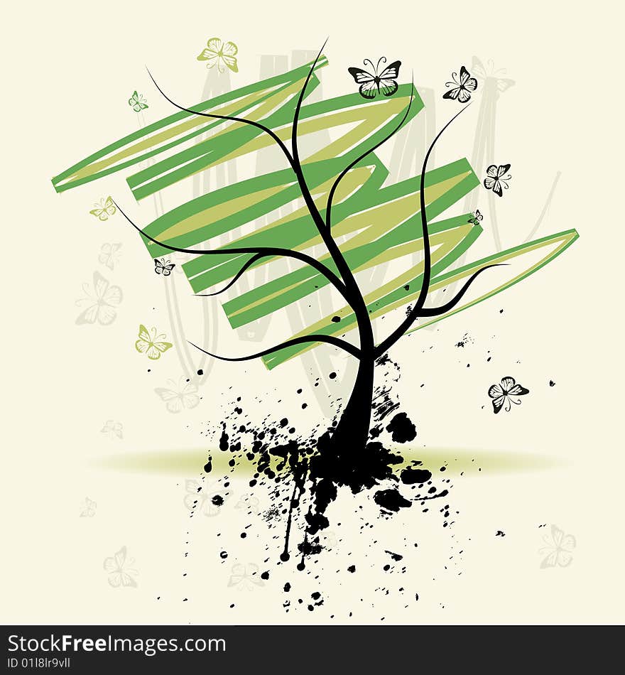 Art Tree, Grunge Background