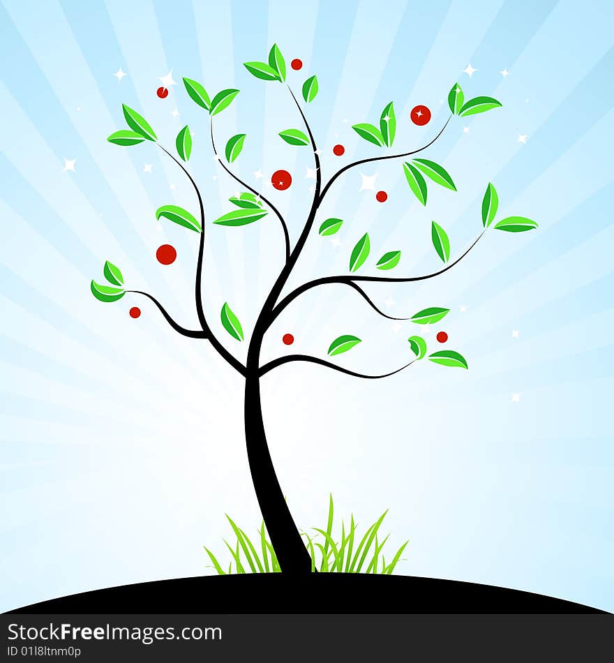 Spring tree for your design, vector illustration